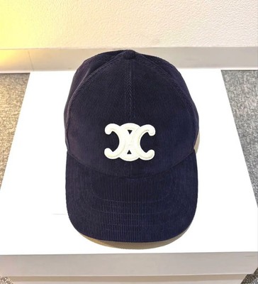 CELINE Triomphe Baseball Cap size M Corduroy purple navy with box Unused Japan
