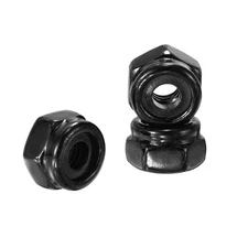 25Pcs Nylon Lock Hex Nuts - [#8 x 32], 304 Stainless Nuts, Black