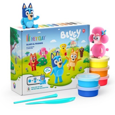 HEY CLAY Bluey & Friends Set 15 Dosen lufttrocknender Ton mit Modellierwerkzeuge
