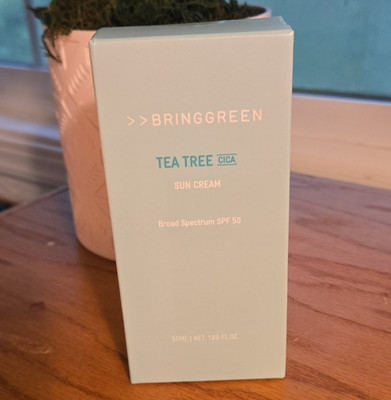 BRINGGREEN Tea Tree Cica Sun Cream SPF 50 Broad Spectrum Zinc Oxide Face 1.69oz