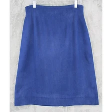 Carlisle Skirt Womens 12 Silk Pencil Straight Career Classic Textured Zip Navy