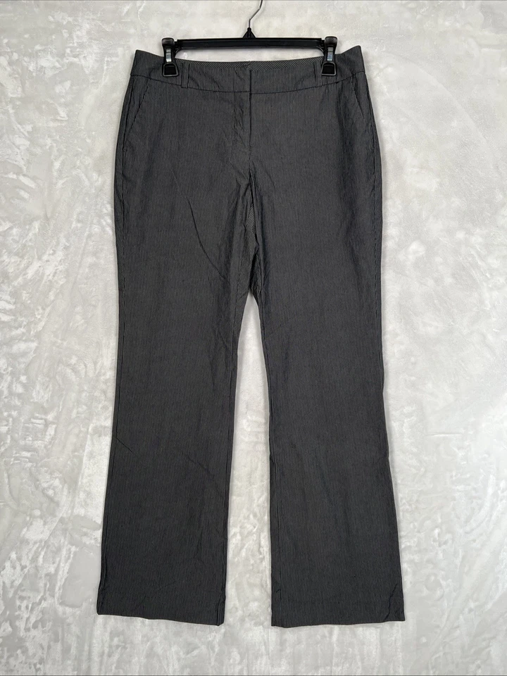 Women's Dress Career Pants New York & Co. Grey White Pinstripe 4 Avg Stretch - Image 2 of 4