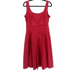Talbots Coral Dress 14P Cotton Blend Sleeveless Fit and Flare Petites Scoop Neck