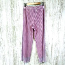 ISSEY MIYAKE Pleats Please Multi-Stripe Wide Pants Pink Size 3