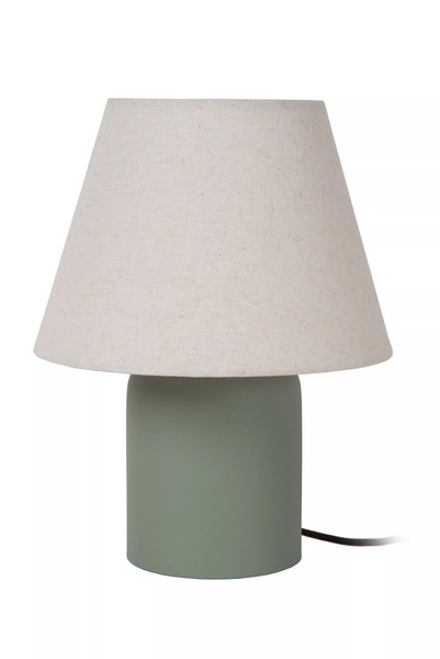 Nachttisch Leuchte Stoff Beige GrüN 27 Cm E14 Blendarm Tischlampe Schlafzimmer-image