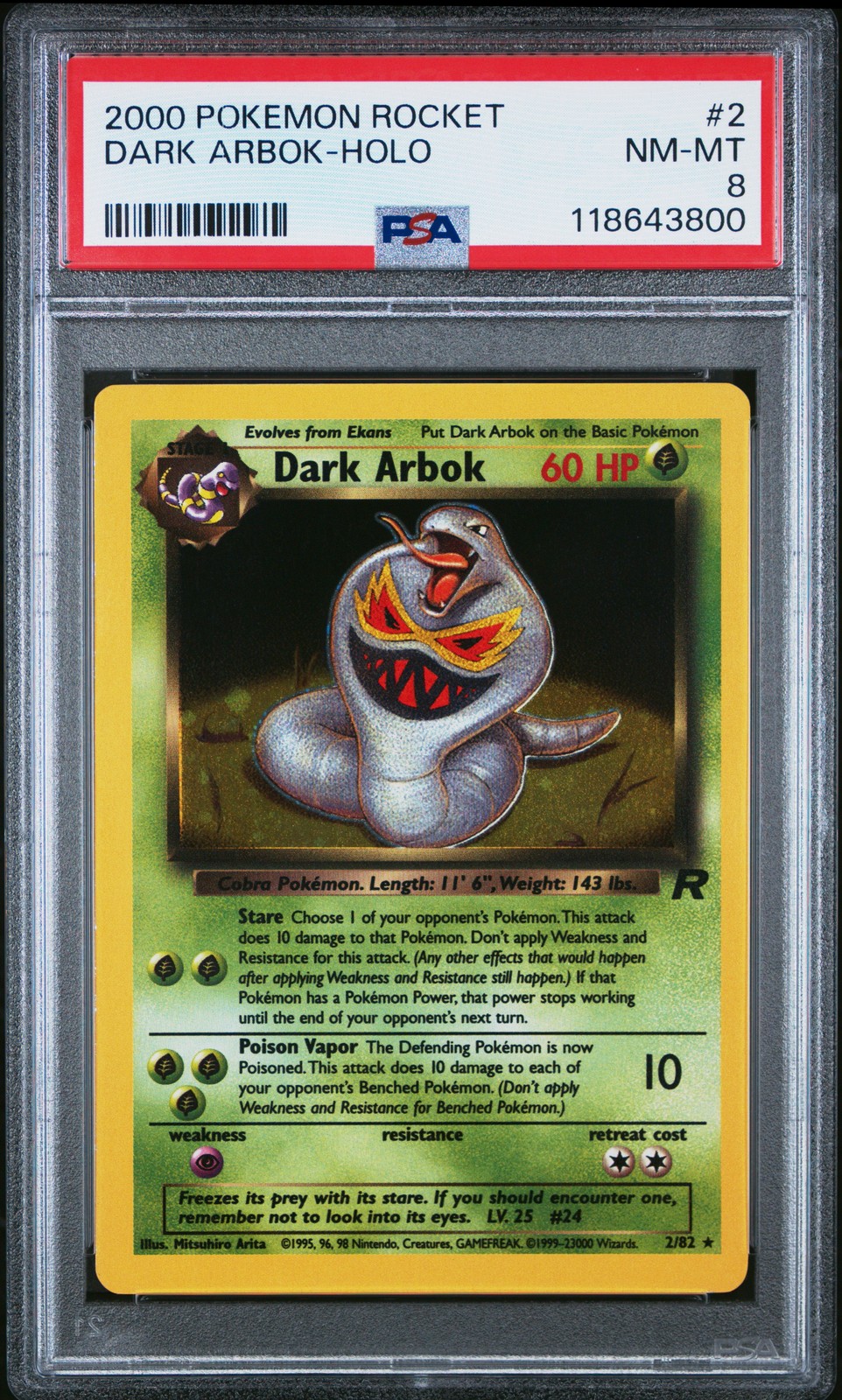 2000 Pokemon Rocket #2 Dark Arbok-Holo PSA 8