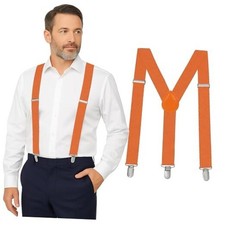 Suspenders for Men Heavy Duty - Adjustable Y-Back Men's Suspenders 1 Orange