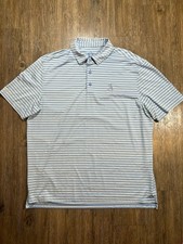 IBKUL Polo Shirt Mens XL Blue Stripe Quick Dry UPF 50 Performance Golf Golfer
