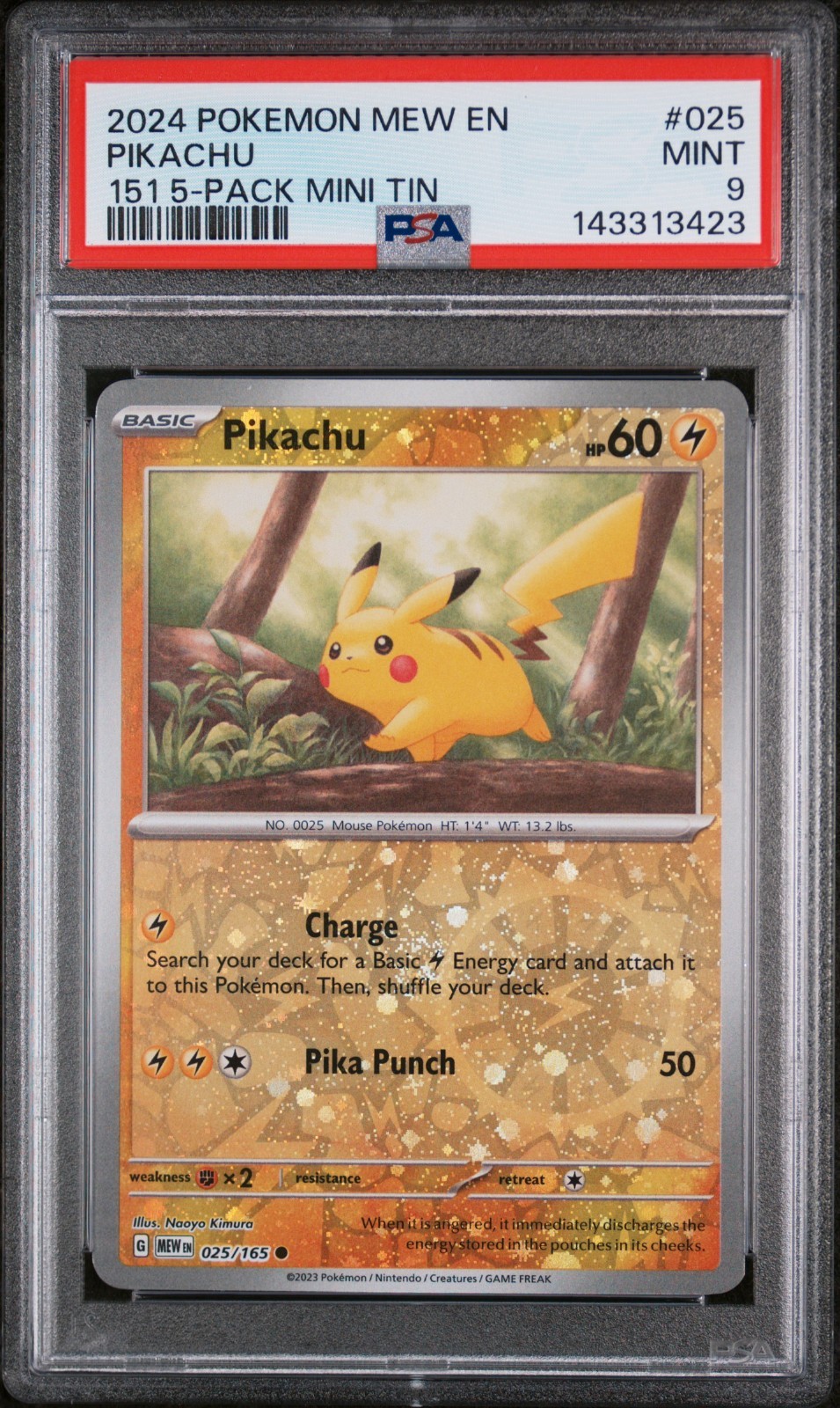 PSA 9 Pikachu Cosmos Holo - 025/165 151 Costco Exclusive - Pokemon Graded Card