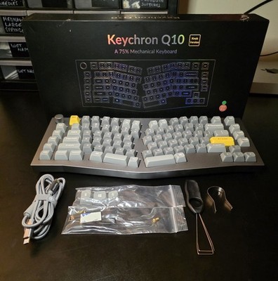 Keychron Q10 (Alice Layout) QMK Custom Mechanical Keyboard - Silver Grey, KNOB