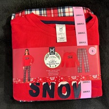 Member's Mark Family Sleep Women's 2-Piece Pajama Set Let It Snow Red Small