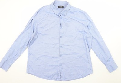 Dunnes Stores Herren Blau 2XL Regular Fit Langarm Hemd mit Knopfleiste