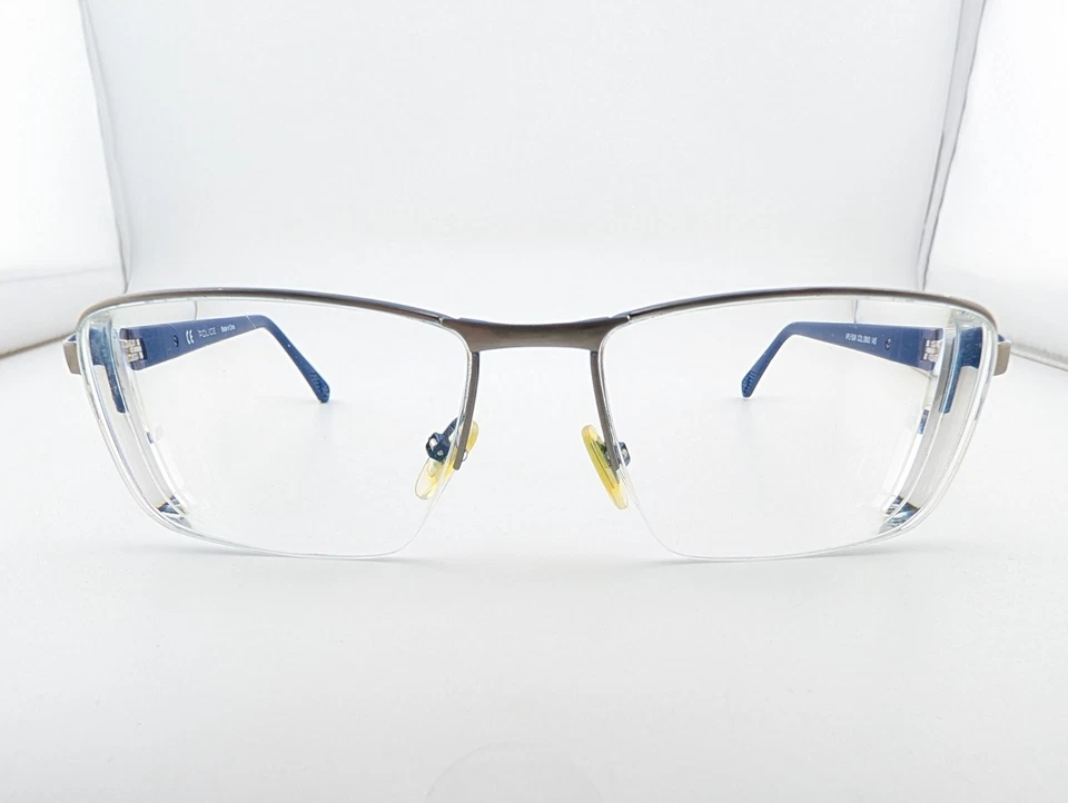 Gafas de policía, solo marcos, VPLF50K 08M3, 57-17-145, metal, plata/azul Foto 2 de 4