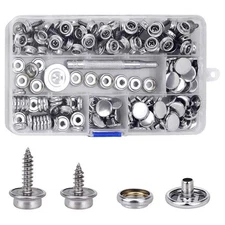 153 Pcs Snap Button Kit Screw Snaps Fastener Marine Grade 3/8 5/8 Socket