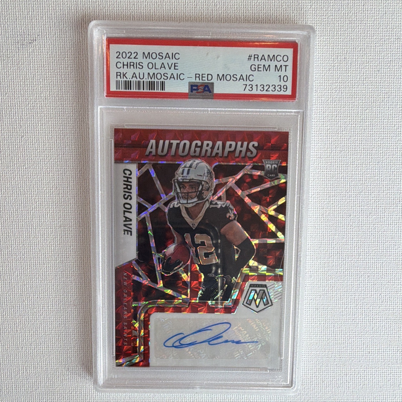 Chris Olave Panini Mosaic Rookie Autograph Mosaic #RAMCO Red Mosaic