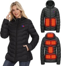 Womens Heated Jacket with 10000Mah Battery Pack, Dual Control Button Heated Coat