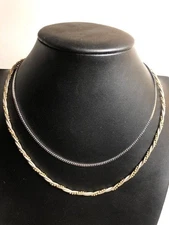 9632 Lot of 2 Napier Chain necklaces 2-tone silver tone 16" & 18"