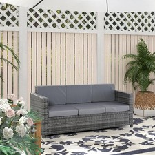 Divano da Esterno 3 Posti in Rattan PE e Metallo 185x70x80 cm Grigio VivaGarden