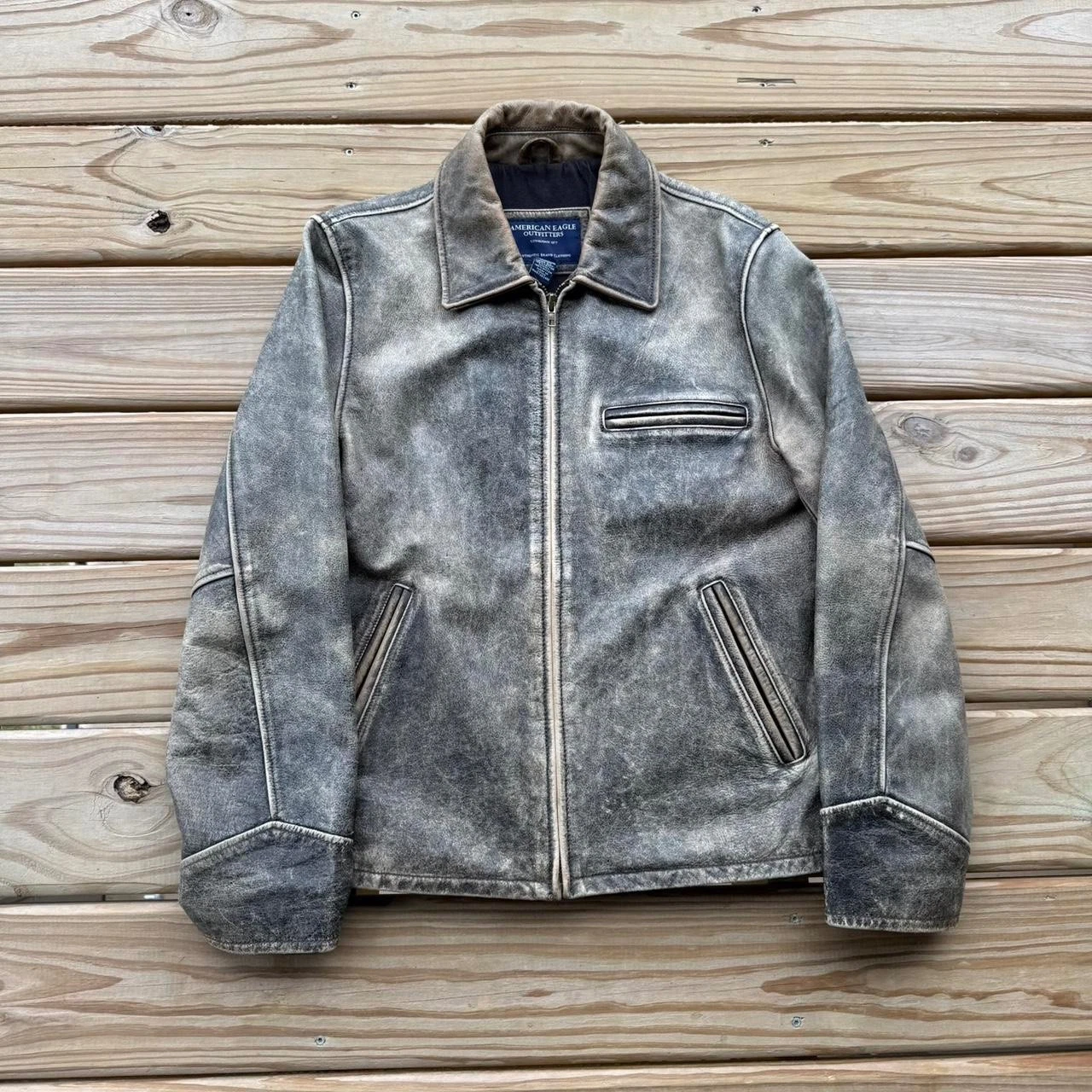 Vintage 2000's American Eagle Faded Leather Jacket - Small image 3