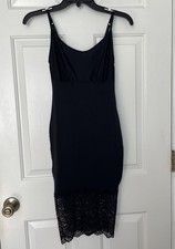 Vanity Fair Shapewear Full Slip Black Size Medium Lace Trim Adjustable Straps