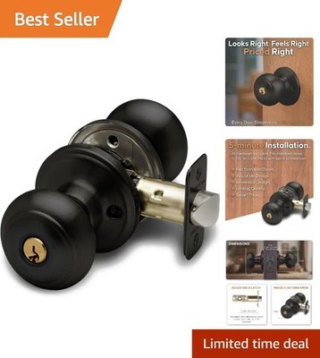 Elegant Keyed Entry Handle with Lock   Matte Black Knob for Easy DIY Install