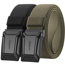 JUKMO Stretch Tactical Belt for Men,2 Pack Military Work Rigger Hiking 1.5" E...