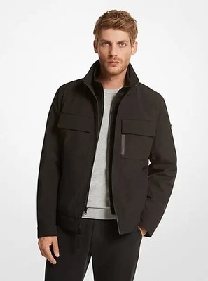 NWT Michael Kors Mens Black Lined Belgravia Woven Zip-Up Outdoor Jacket Size S