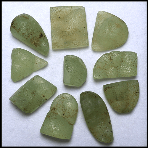 10 PC Natural Botryoidal Prehnite Raw Surface 16mm-30mm Druzy Cabochon Gemstones - Picture 4 of 11