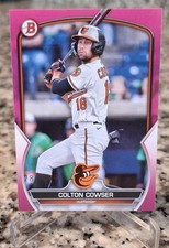 2023 Bowman Prospects Colton Cowser #BP-144 Fuchsia /299 (RC) Baltimore Orioles
