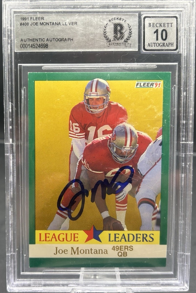 Joe Montana - Signed 49ers - 1991 Fleer Football League Leaders