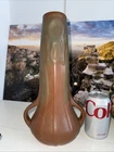 Antique Van Briggle Art Pottery Vase Matte Brown Green Double Handle