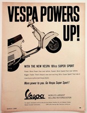 1966 Vespa 181cc Super Sport Scooter Vintage Magazine Ad San Francisco CA