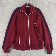 Vintage Izod Lacoste Track Jacket Mens Medium Red Stripe Sleeve Full Zip Knit