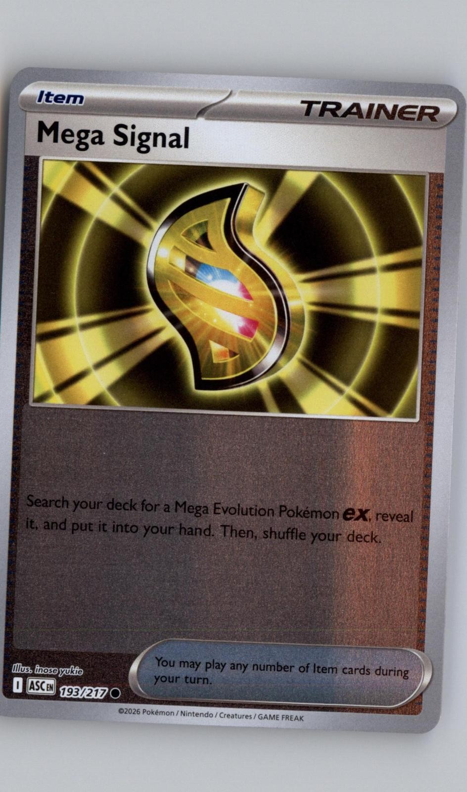 Mega Signal 193/217 Common Ascended Heroes Pokemon Reverse Holo Near Mint