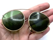 Vintage 1930's-40's Yellow Gold Filled Green Clip-On Sunglasses
