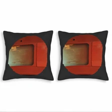 Set of 2 Decorative Throw Pillow Covers 18x18in - Retro Circular Design 