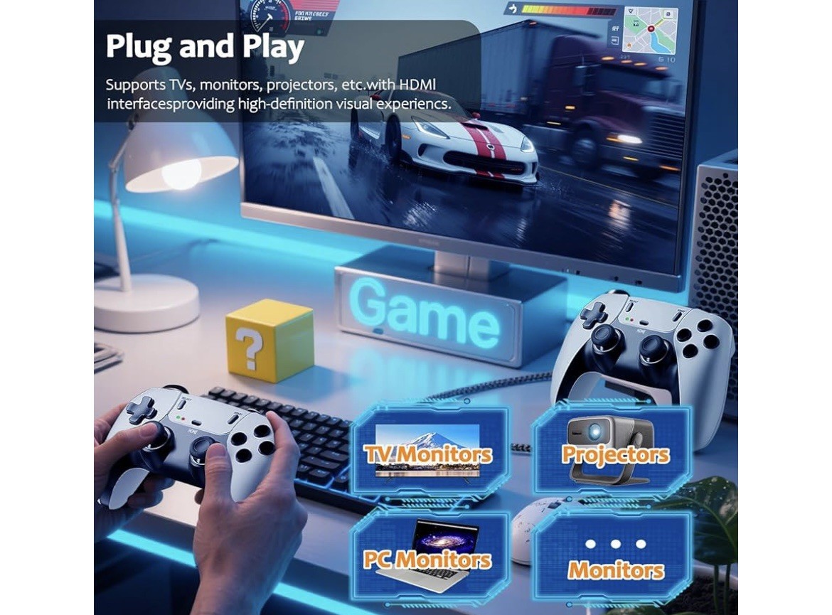 Retro Video Game Console 4K HDMI 20000+ 64G 2 Controller Wireless Game TV Stick