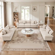 Modular Sectional Sofa Corduroy Cloud Couch with Chaise and Cushion 7/5/4/3-Seat