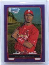 2012 BOWMAN CHROME #BCP158 ANTHONY GARCIA PURPLE REFRACTOR RC #38/199, CARDINALS