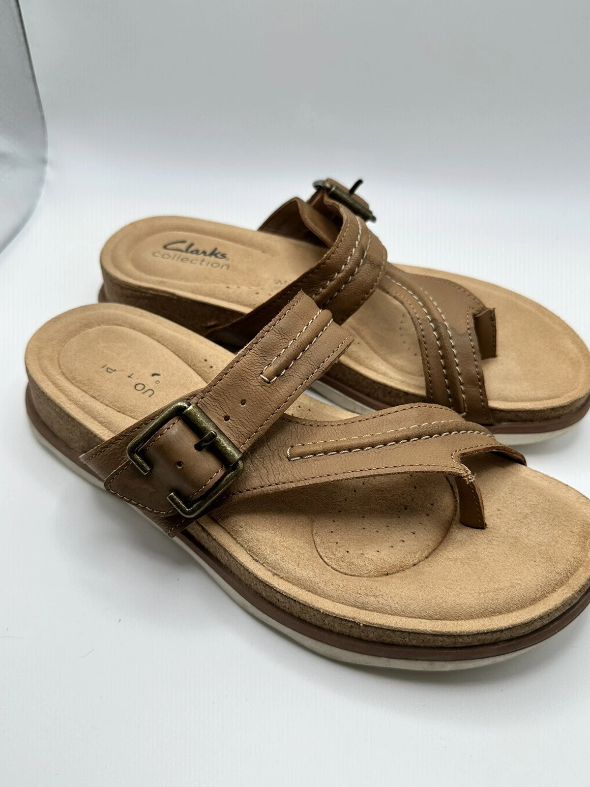 Sandali infradito infradito Clarks da donna Brynn Hope marrone chiaro fibbia taglia 6 5