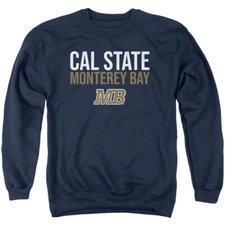 Cal State Monterey Bay Adult Crewneck Sweatshirt Stacked, Navy, S-3XL