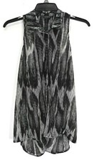 Guess Womens Jet Black Sierra Snake Pattern Sleeveless High Low Casual Top XS
