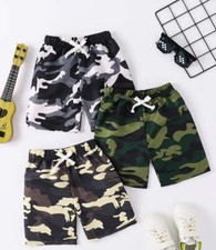 Boys' 3-Piece Camo Shorts Set - Summer Casual, Regular Fit, Non-Stretch Fabric
