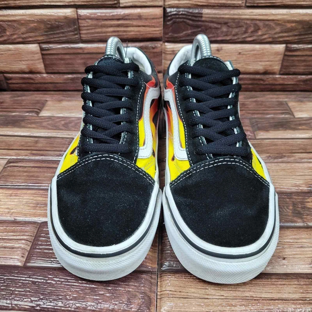 Vans Old Skool Flame Lace Up Black Red Yellow White Sneakers