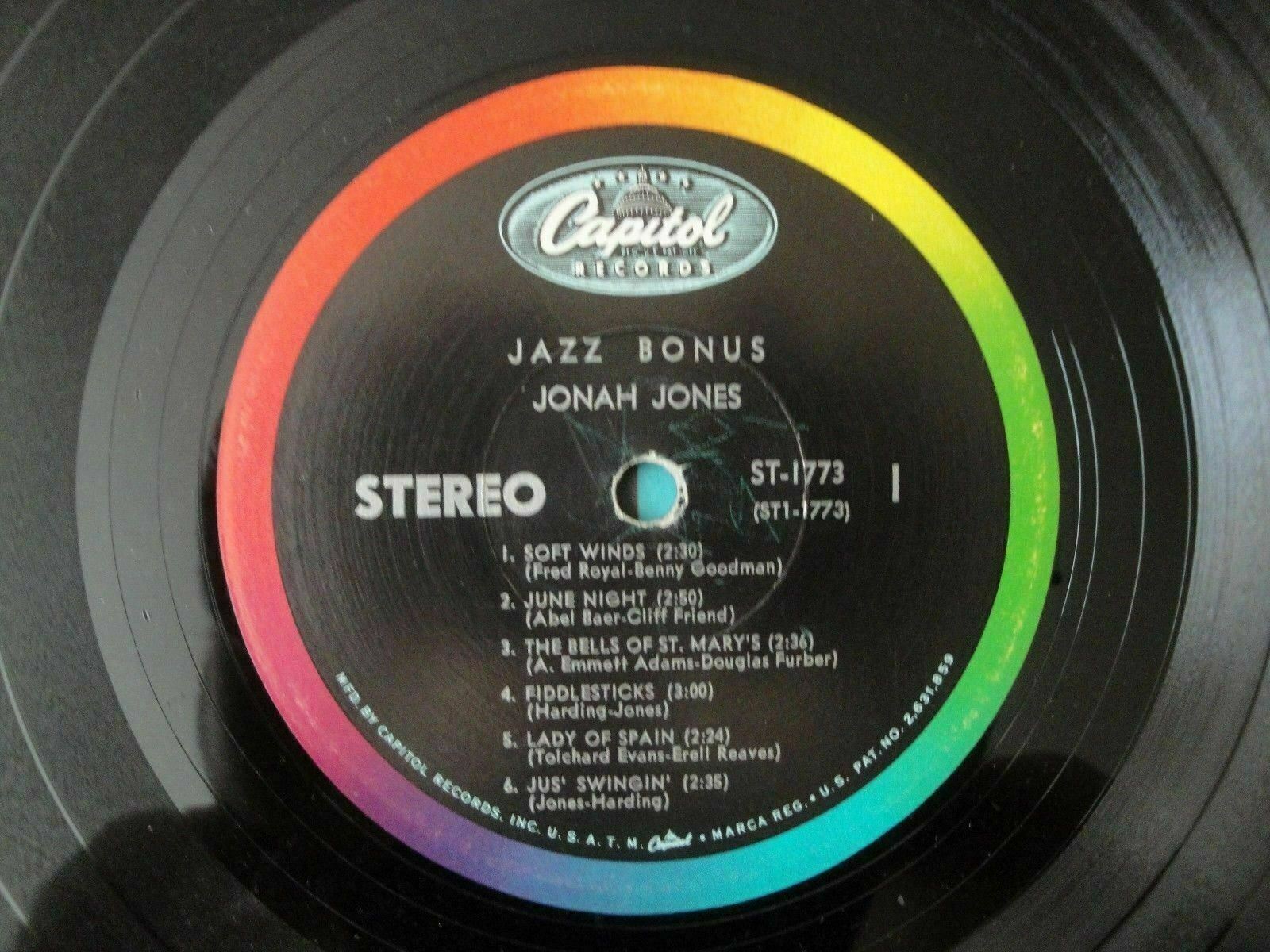 JONAH JONES "JAZZ BONUS" VINYL LP ORIGINAL 1962 CAPITOL RECORDS ST1773