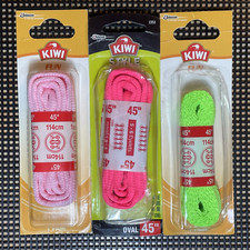 Kiwi Style Fun Flat Oval Shoe Laces Pink Neon Green Pink 45" 5-6 Eyelets 3 Pair