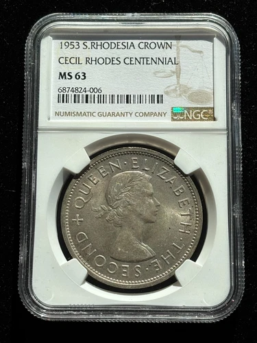SOUTHERN RHODESIA Crown 1953, Rhodes Centennial, NGC MS 63 Lustrous UNC. 006. D1