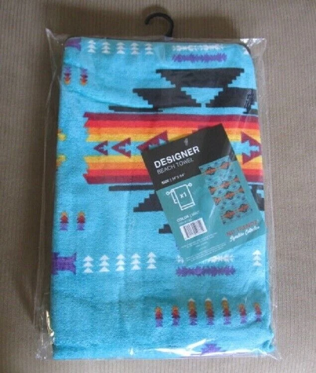 Nueva toalla de regalo azteca de playa piscina baño suroeste de gran tamaño nueva en paquete 34x64" verde como nueva Foto 2 de 2