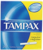 4 Pack Tampax Regular Anti-slip Grip Cardboard Applicator 20 Tampons Each on sale 4 Pack Tampax Regular Anti-slip Grip Cardboard Applicator 20 Tampons Each on sale