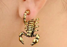 3D Gothic Scorpion Earrings Antique Gold Plated Pair 👻🧲 FREE Gift Bag